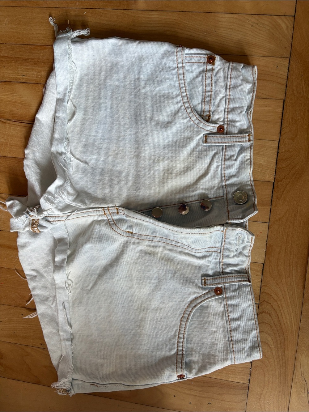 IRO White Denim Jean Shorts with Contrast Stitching